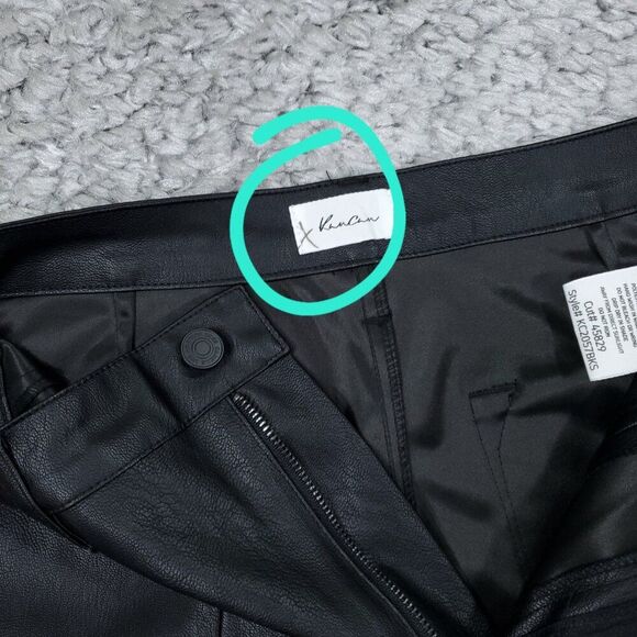 Kancan High Rise Faux Leather Split Straight Pants Size 28 Black Vegan Buckle - Picture 5 of 11